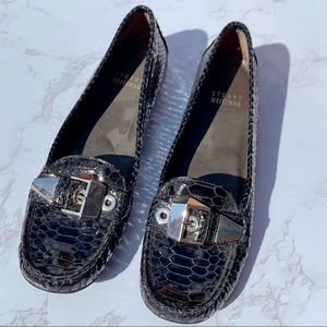 Stuart Weitzman 7 N Black Snakeskin Flats